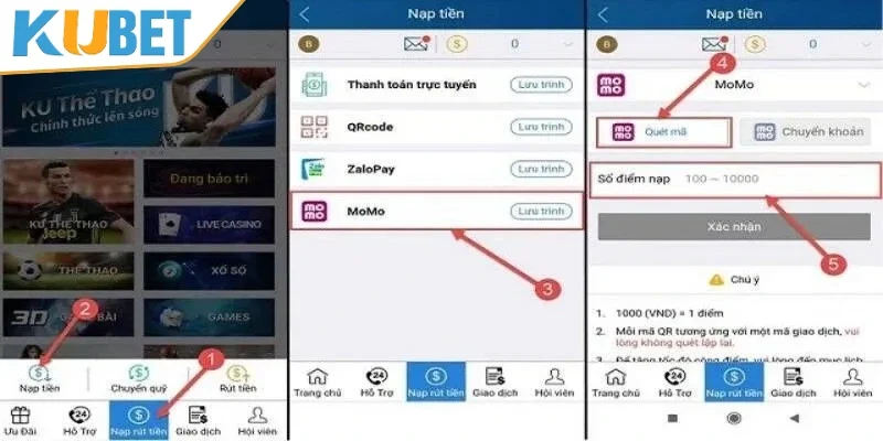 Thủ tục nạp tiền KUBET cực kỳ đơn giản, dễ làm